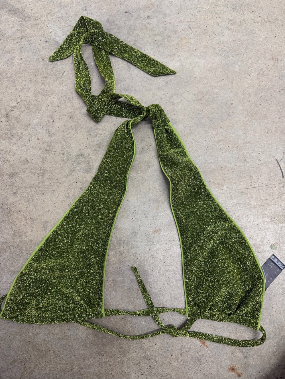 ASOS Lime Green Glitter-Trim Halter Bikini Top